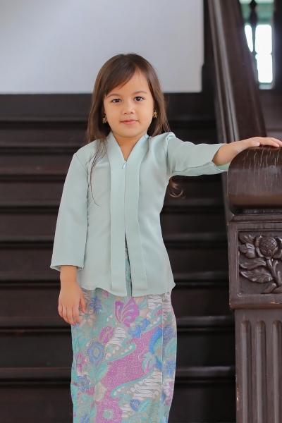 [AS-IS] Classic Kebaya Batik Kids in Mint Green (TOP)